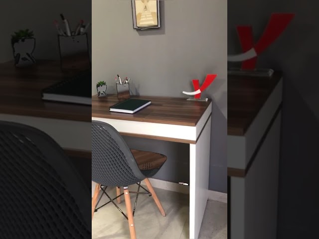 Mesa Escrivaninha Mind 2 Portas Ipê/Branco - Artany