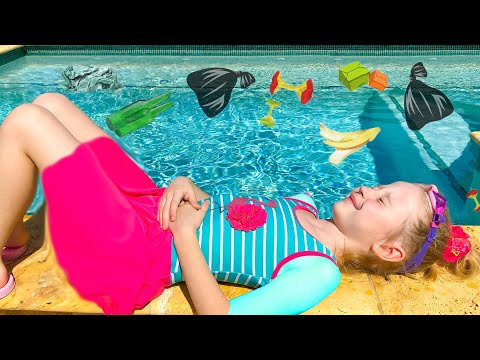 Nastya aprende a nadar en la piscina, cuentos infantiles