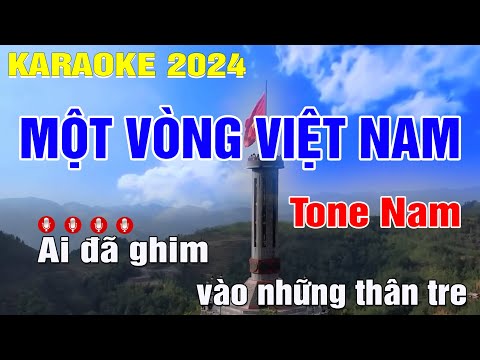 Một Vòng Việt Nam Karaoke Tone Nam (D#m) Beat Vừa Dễ Hát | Trung Hiếu