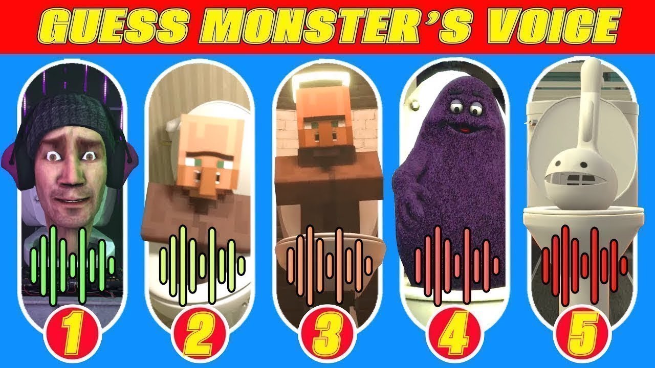 Guess MONSTER'S VOICE #930   SKIBIDI TOILET, VILLAGER ANGEL TOLET, GRIMACE TOILET, OTAMATONE's TOLET