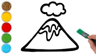Volcano Eruption Picture Drawing, Painting and Coloring for Kids, Toddlers | Let's Draw Together