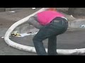 Rioters cut water hose trying to put out fire - YouTube