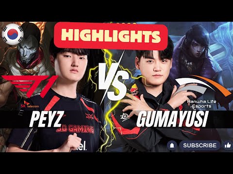 T1 Peyz vs HLE Gumayusi HIGHLIGHTS - Peyz JHIN vs Gumayusi APHELIOS ADC - Patch 26.1 KR Ranked
