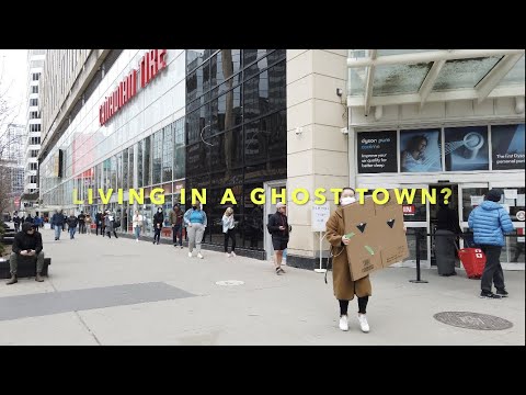 Toronto Pandemic Walk - Signs Of Life Around Downtown During Week 5 Of Living In A Ghost Town - 4K