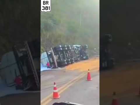 Carreta tanque continua no local da BR 381 em Belo Oriente MG