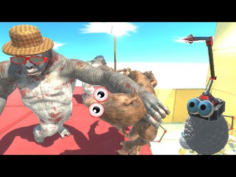 GORO BROTHERS KNOCKOUT THROWS UNITS  ON THE CRAZY ROBOTS  - ANIMAL REVOLT BATLE SIMULATOR