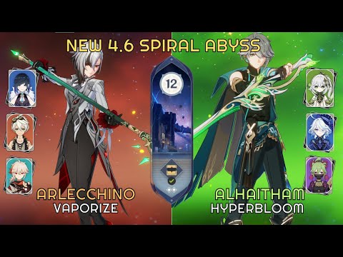 NEW Spiral Abyss 4.6 Floor 12 | C0 Arlecchino Vape & C0 Alhaitham Hyperbloom | Genshin Impact