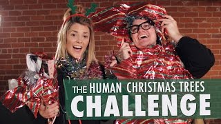 HUMAN CHRISTMAS TREE CHALLENGE w/ MITCHELL DAVIS // Grace Helbig