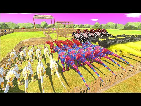 Colored CARNIVORE DINOSAURS vs All Units Championship - Animal Revolt Battle Simulator