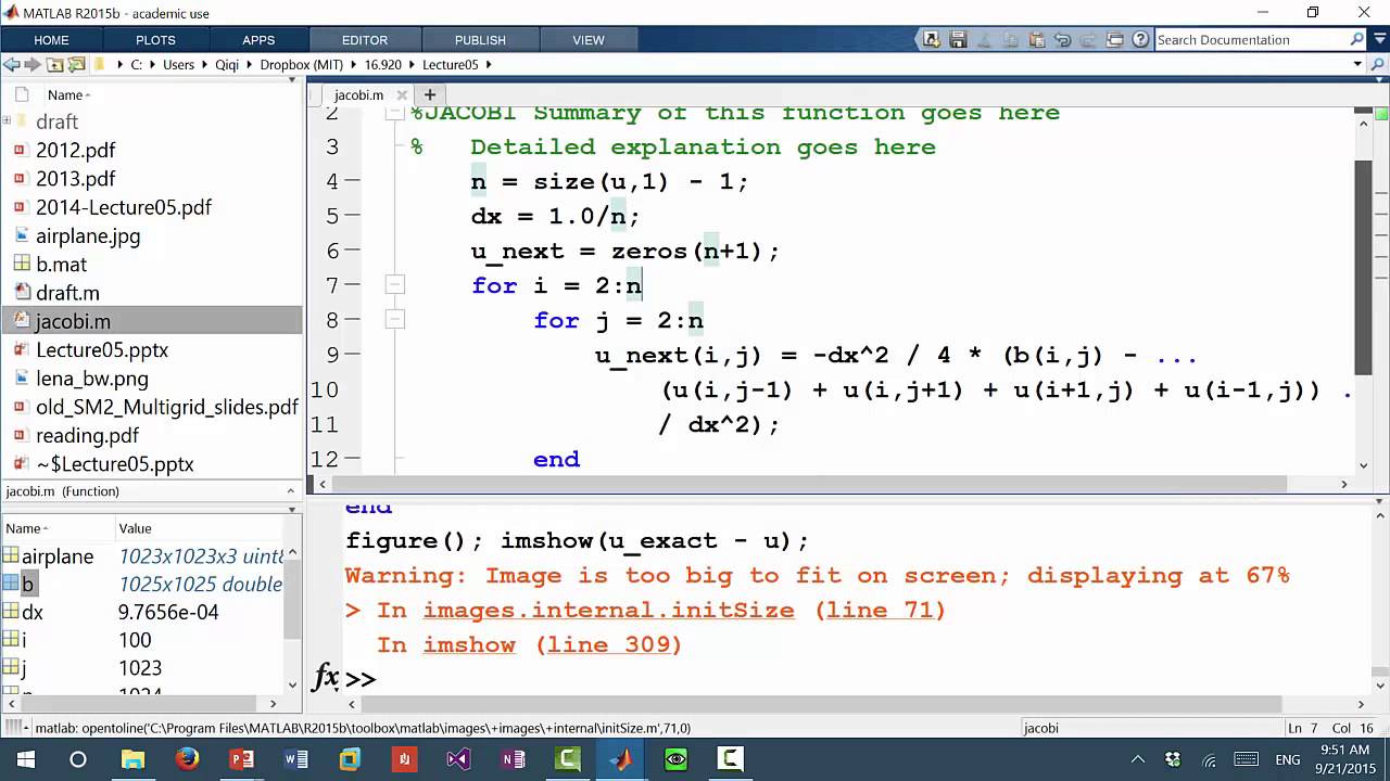 MIT Numerical Methods for PDE Lecture 5: Debugging Jacobi iteration
