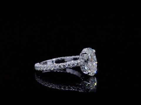 Natural Oval Cut Hidden Halo with Micro Pave Shank Diamond Engagement Ring - 23529