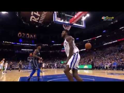 Draymond Green block shot and lob to Jordan Bell for the slam dunk!