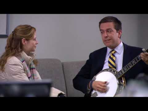 Andy playing banjo for Pam as suggested by Jim.