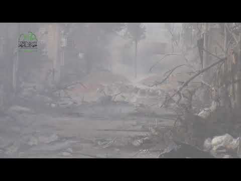 استهداف عربة بي ام بي بقذيفة اس بي جي9 داخل مباني إدارة المركبات في ريف دمشق من قبل حركة أحرار الشام الإسلامية