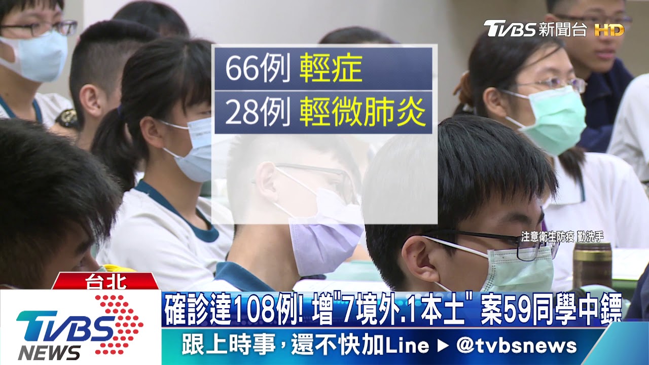 確診達108例!增「7境外、1本土」案59同學中鏢