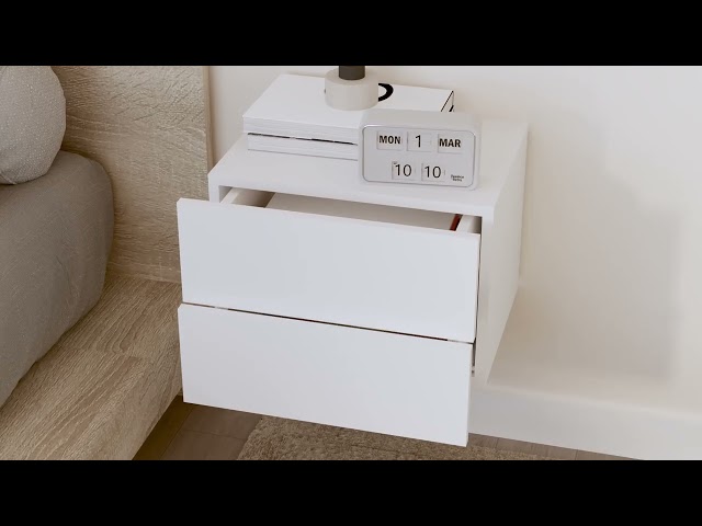 Video Teaser für 801054 vidaXL Bedside Cabinets 2 pcs White 40x30x30 cm Engineered Wood