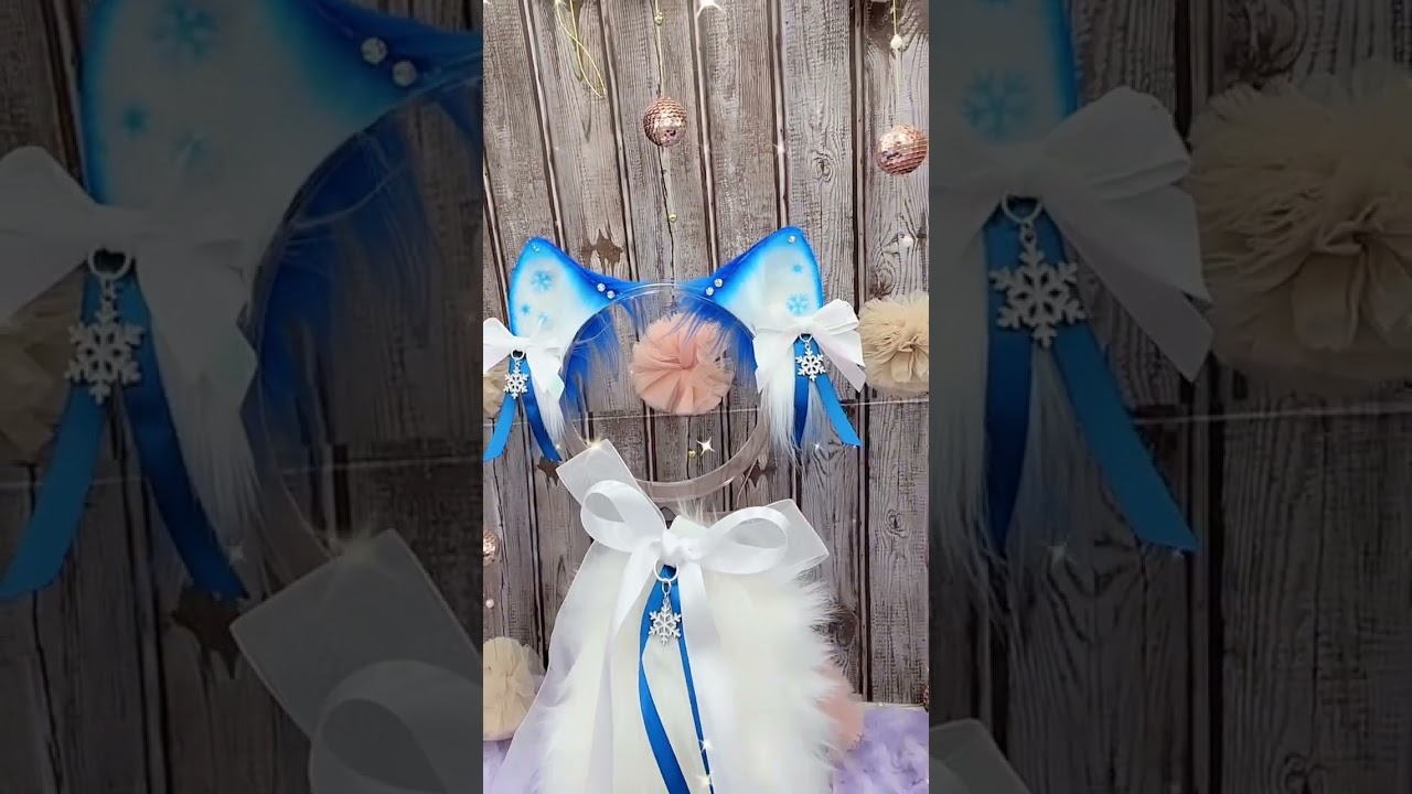 ❄️ Snow Flake Cat Ears & Tail set ❄️ Only on Nekofamshop Etsy! #catears #nekoears #cosplay