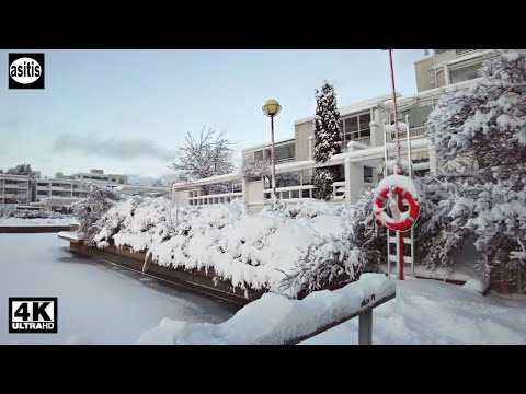 Winter Walk in the Suburbs of Espoo, Finland - Snowy Afternoon in Kivenlahti