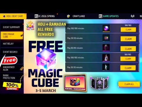 Holi + Ramadan All Free Rewards Confirm 🤯 Holi Special Magic Cube Event | Free Fire New Events 2026