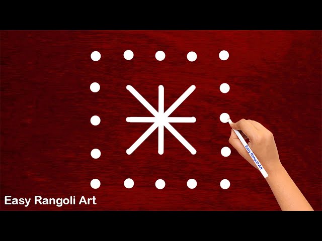 Creative muggulu with 5 dots kolam design by easy rangoli - video 2
