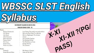 WBSsc English Syllabus// WBSsc English Syllabus ix-x//slst English Syllabus