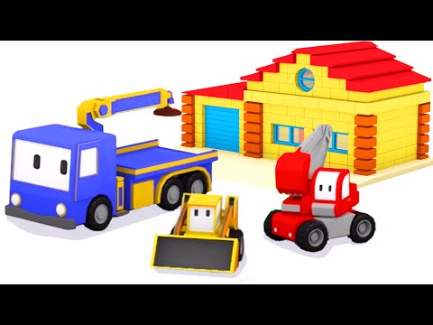 Dom – naucz się kształtów i kolorów Z Małymi Samochodzikami: buldożer, dźwig, koparka| bajka edukacy