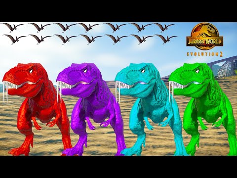 Tyrannosaurus Rex Color Pack vs Indoraptor, Spinosaurus, I-Rex Jurassic World Evolution 2 Dinosaurs