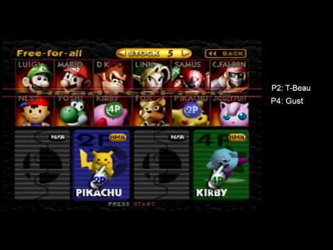 T-Beau (Captain Falcon, Pikachu) vs Gust (Kirby, Captain Falcon)