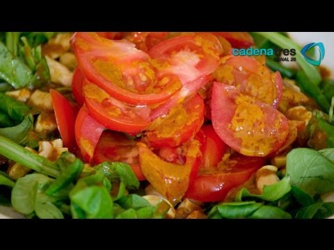 Receta de como preparar ensalada de primavera con carne de res a la pimienta. Receta de ensalada