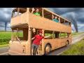 Surviving In 2 Story Cardboard Bus HOUSE