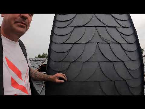 Schuppendeckung mit Schiefer von Rathscheck am Schornstein - Teil 6 - Live vom Schieferdach in Be...