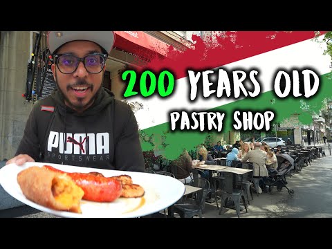 Eating in the oldest Hungarian pastry shop!! Viral Street Food Tour in Budapest 🇭🇺