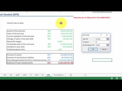 Financial Planning   Sustainable growth rate using goal seek in Excel