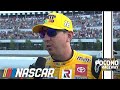 Kyle Busch reacts to a second-place finish at Pocono Raceway