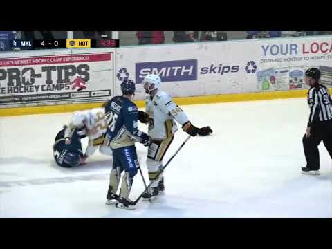 Clay Anderson vs Guillaume Lepine EIHL fight 7-10-18