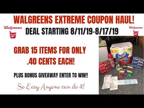 SUPER EASY WALGREENS EXTREME COUPON HAUL DEALS STARTING 8/11/19~15 ITEMS ONLY 40 CENTS~PLUS GIVEAWAY Video
