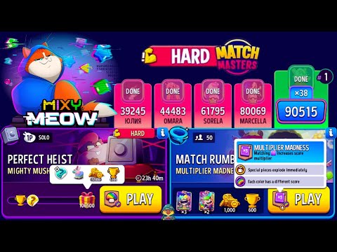 HARD Mighty Mushrooms + Rainbow Perfect Heist/ 50 players Match Rumble Multiplier Madness + Rainbow