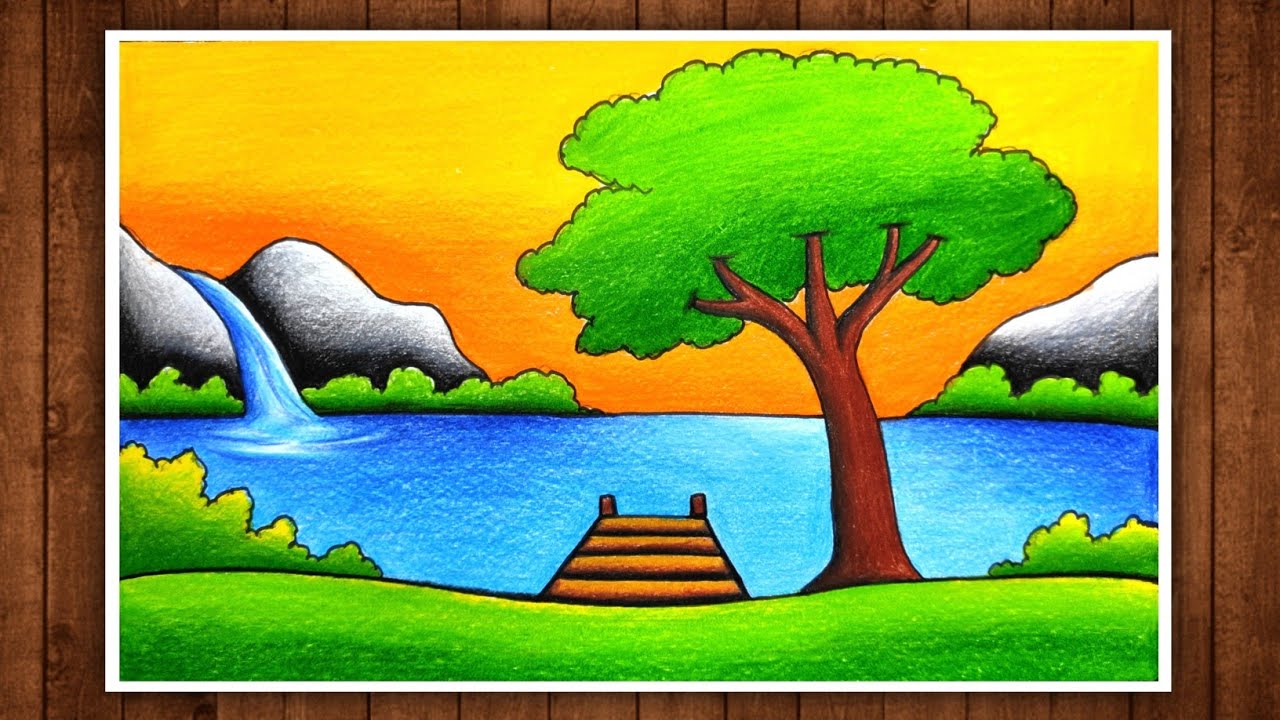 Scenery Drawing || Beautiful Scenery Drawing || Natural Scenery Drawing
