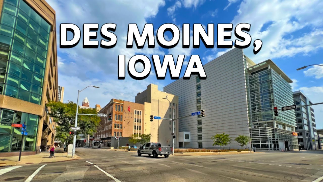 Immersive street-level walking tour through Des Moines, IA, United States, showcasing authentic urban landscapes, local architecture, and the vibrant atmosphere of the city's neighborhoods