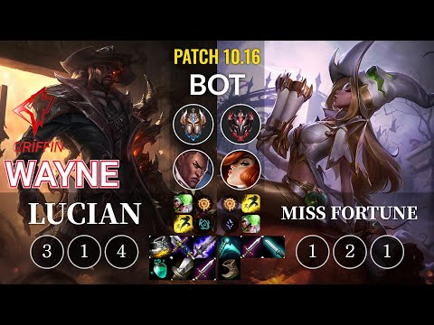 GRF Wayne Lucian vs Miss Fortune Bot - KR Patch 10.16