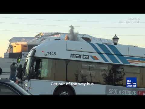 Bus Photobombs The Weather Channel's Stream of Georgia Dome Implosion