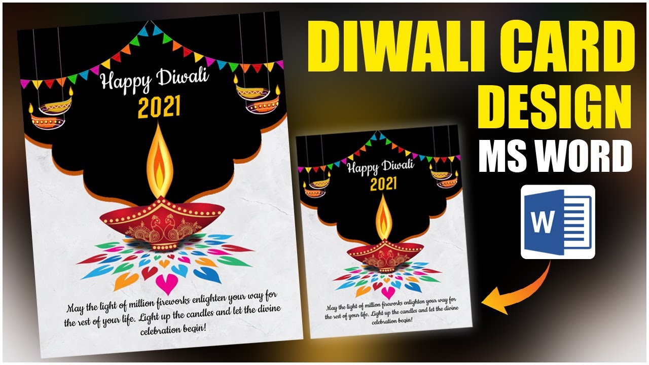 Diwali Festival Card Design in Ms Word Tutorial || Diwali Wishes Design