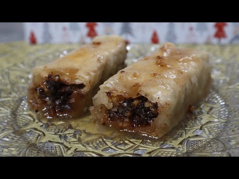 Baklava with chocolate, nuts and biscuits! Delicious!