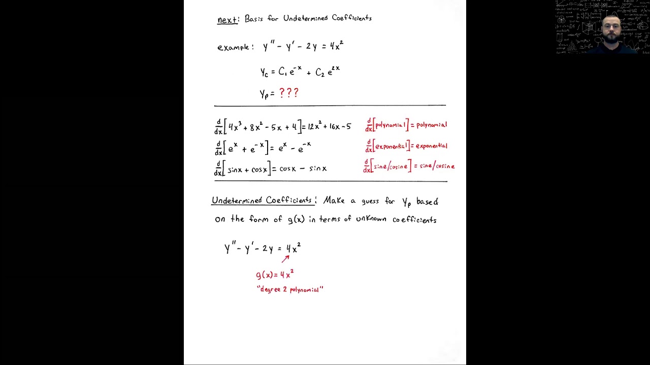 Undetermined Coefficients, part 1 (Differential Equations, Lecture 11)