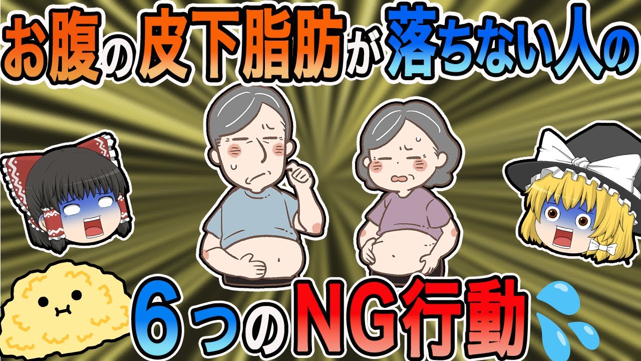 なかなか皮下脂肪が落ちない人も痩せる！やめるべき６つの行動【ゆっくり解説】