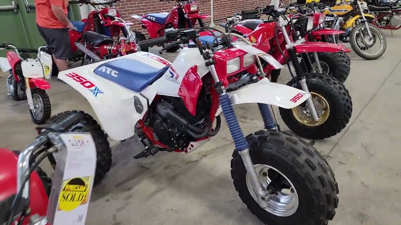 A herd of Honda Three Wheelers up for auction in Indianapolis.