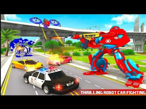 US POLICE ROBOT CAR SHOOTING GAME | FOX ROBOT TRANSFORM | CHARI GAMES