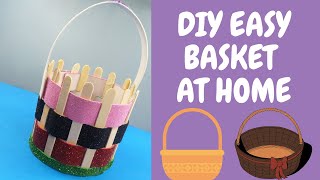 How to Make Basket out of Popsicle Sticks - Easy tutorial step by Step Instructions for Kids