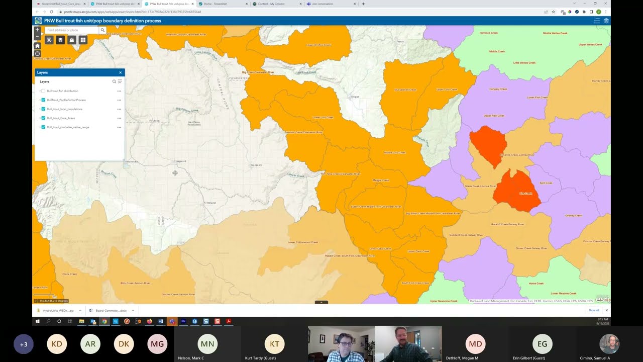 Fish Population Names and GIS Boundaries Task Meeting 2 (June 15, 2022)