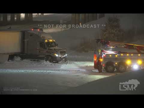02-16-2023 Iowa City, IA - Winter storm, semis jackknife, cleanup